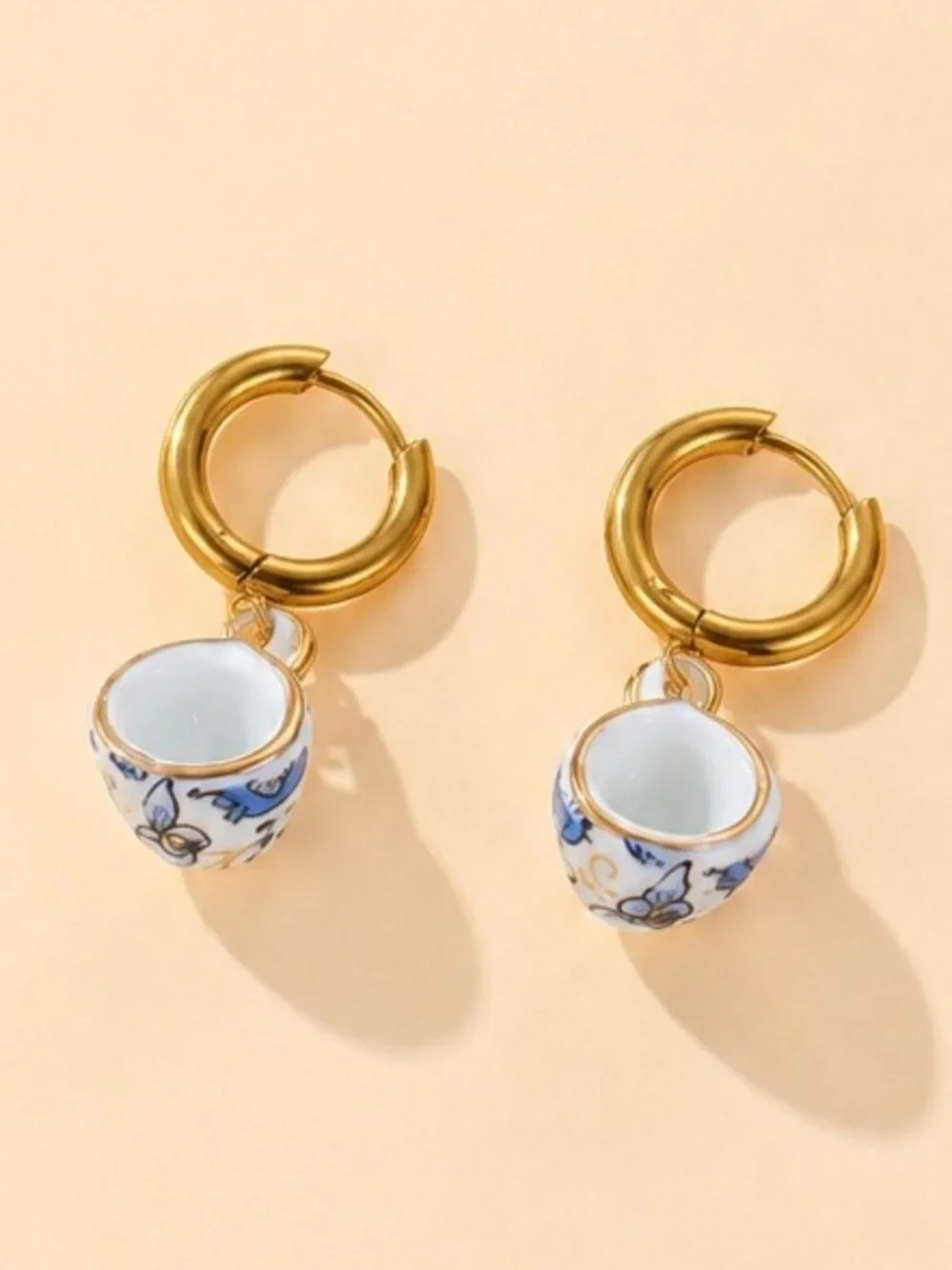 BLUE TEACUP EARRINGS